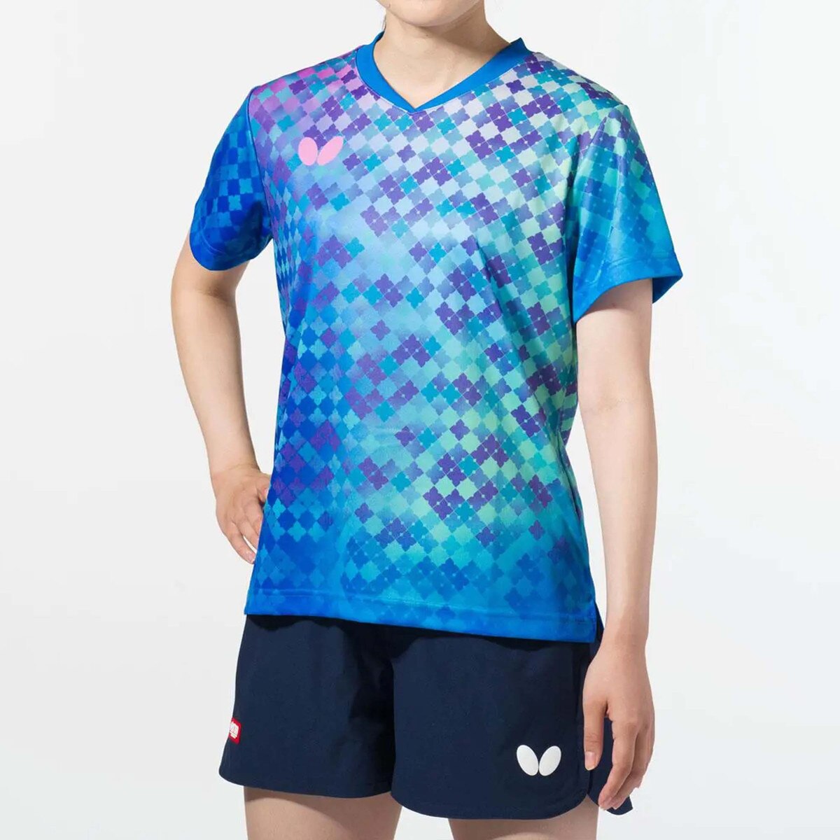Butterfly Minalea Lady Shirt - Blue - Model